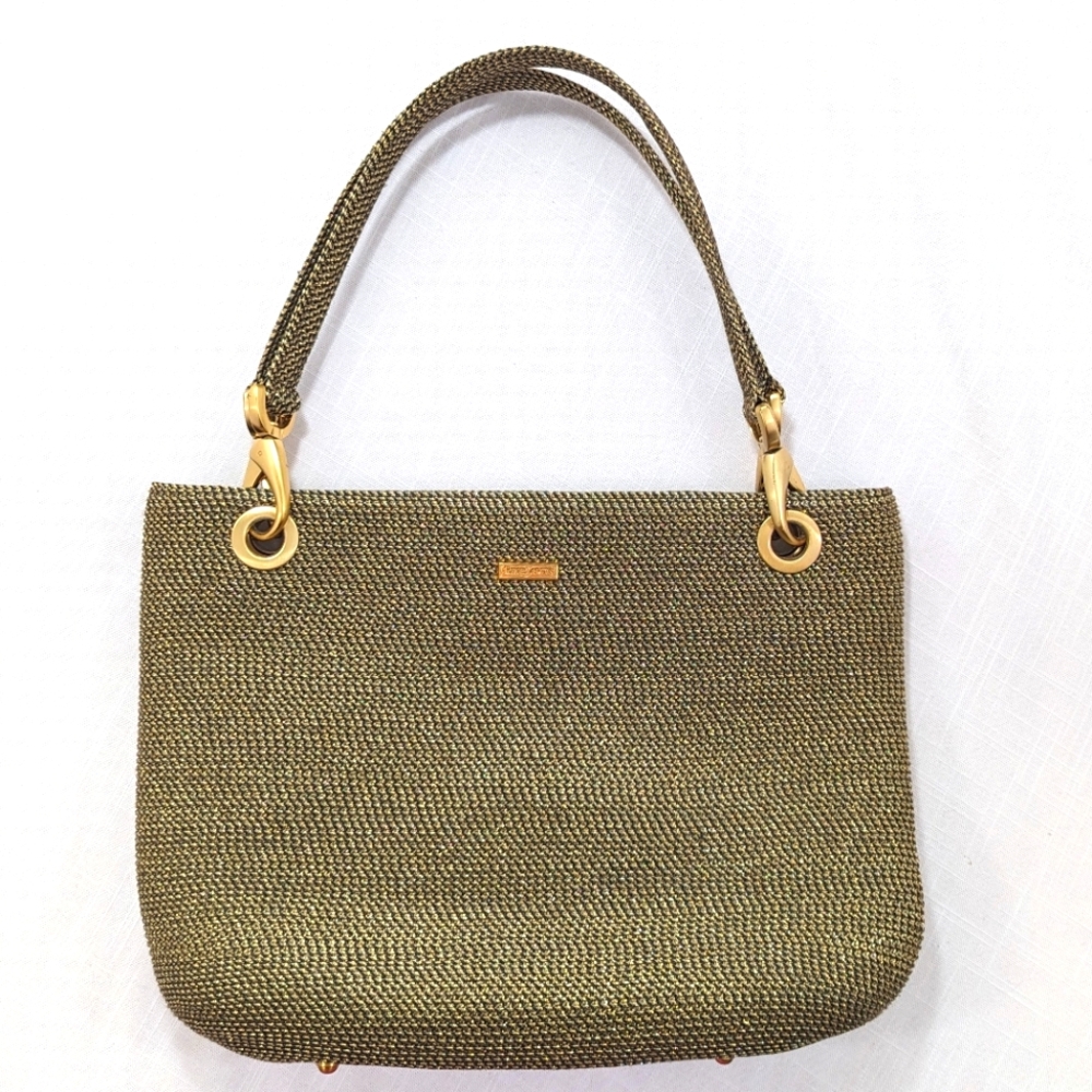 Eric Javits New York Squishee Natural Gold Tote Bag Purse Handbag USED